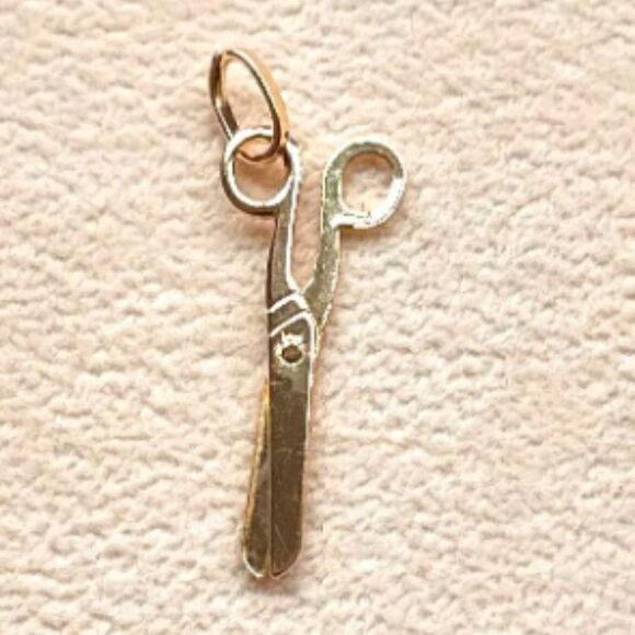 14k solid gold Scissors Pendant | Birthday gift | Cute Scissors Charm | - Picture 2 of 9